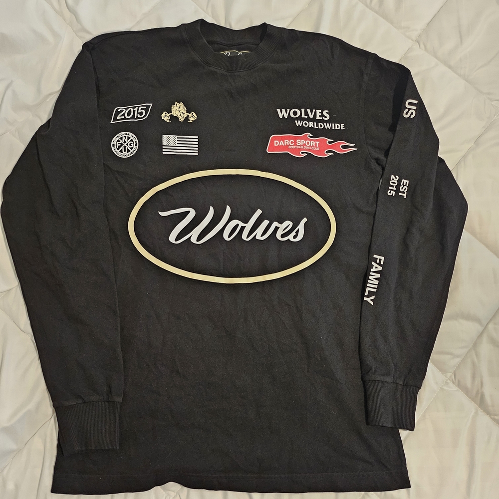 SAMPLE!! Darc Sport Black Long-Sleeve Wolves Graphic Tee